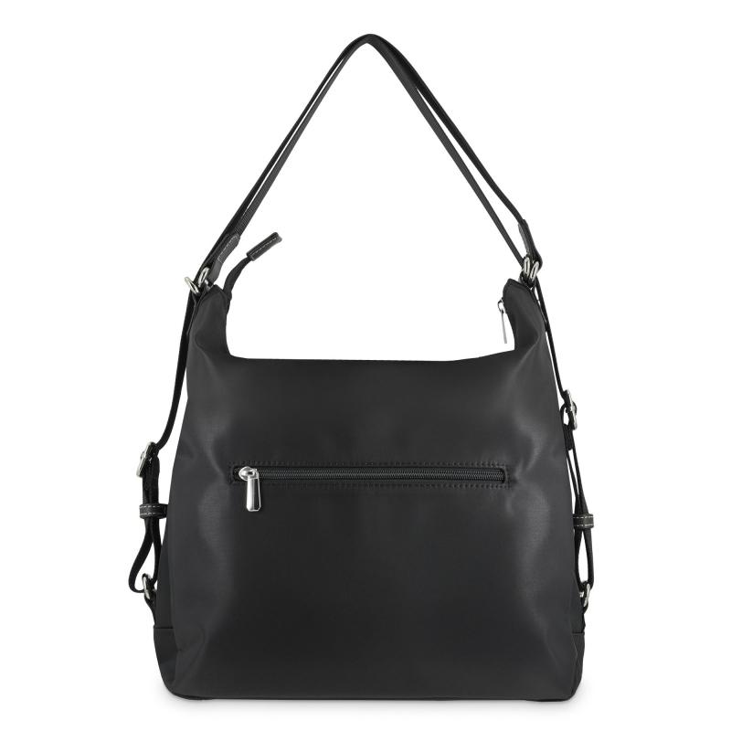 El Potro Bolso Convertible En Mochilade Mujer En Lona Y Piel Vacuno Color Negro-Paris