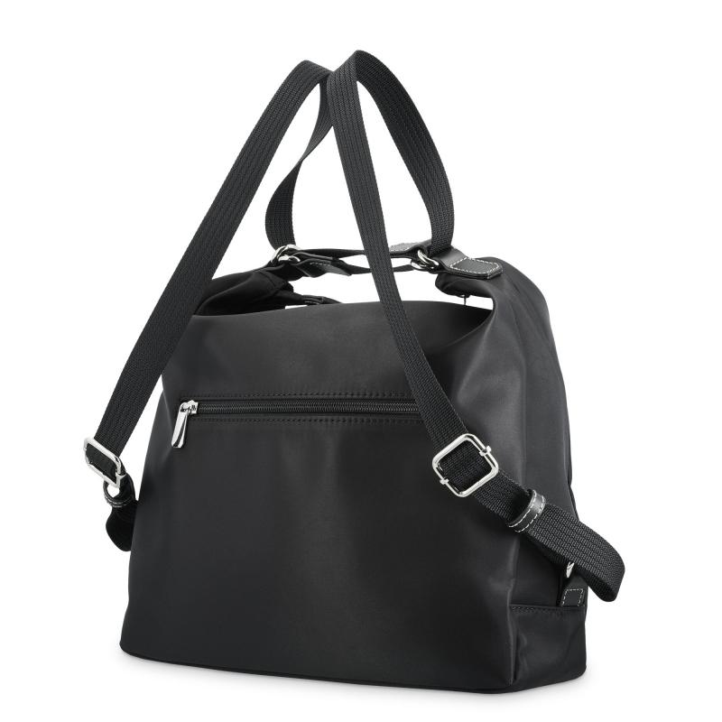 El Potro Bolso Convertible En Mochilade Mujer En Lona Y Piel Vacuno Color Negro-Paris