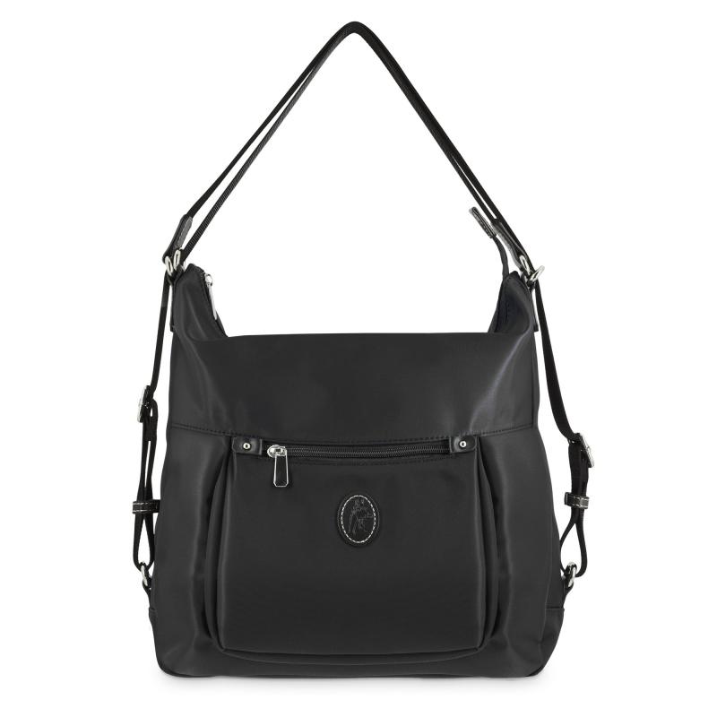 El potro Bolso convertible en mochilade mujer en lona y piel vacuno color negro-Paris