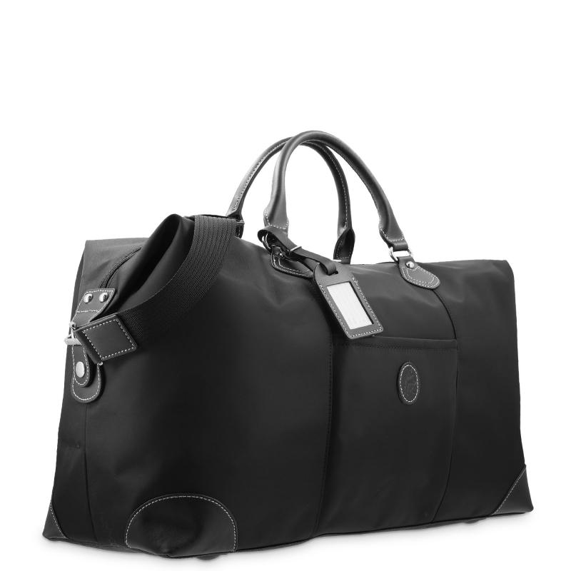 El Potro Bolso De Viaje Unisex En Lona Negro Y Piel Vacuno Color Negro-Paris