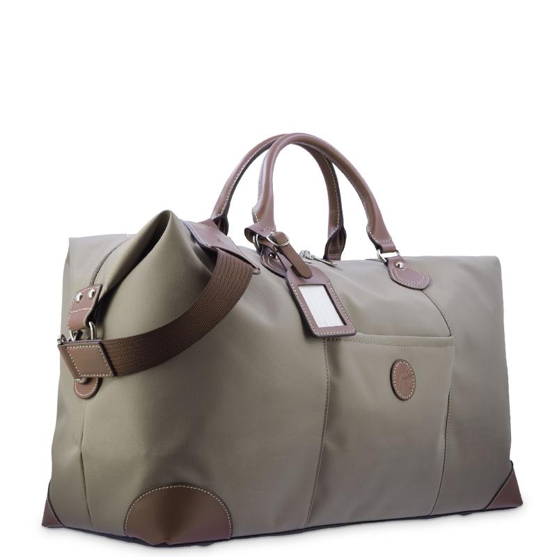El Potro Bolso De Viaje Unisex En Lona Taupe Y Piel Vacuno Color Cuero-Paris