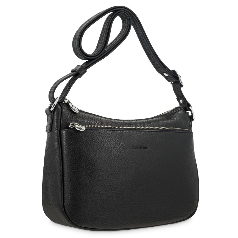 El Potro Bolso Góndola Bandolera De 3 Cremalleras Mujer En Piel Vacuno Color Negro - I R I S