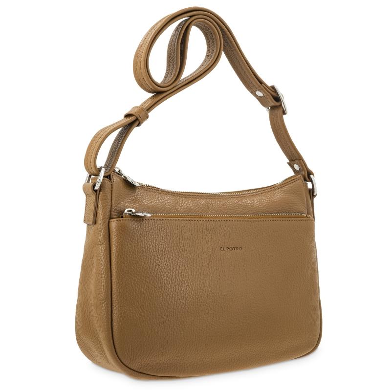 El Potro Bolso Góndola Bandolera De 3 Cremalleras Mujer En Piel Vacuno Color Cuero- I R I S