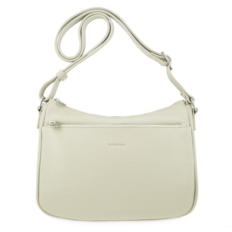 El potro Bolso góndola bandolera de 3 cremalleras mujer en piel vacuno color beige- I R I S