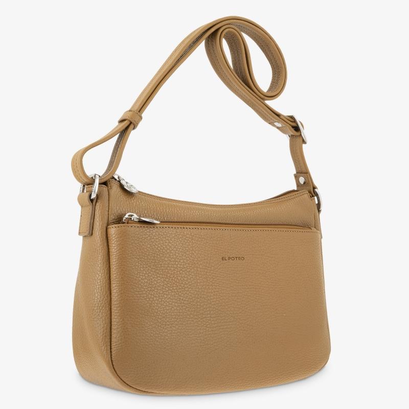 El Potro Bolso Góndola Bandolera De 3 Cremalleras Mujer En Piel Vacuno Color Cuero- Floater