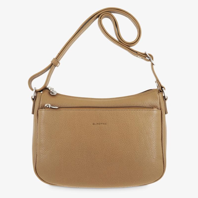 El potro Bolso góndola bandolera de 3 cremalleras mujer en piel vacuno color cuero- Floater