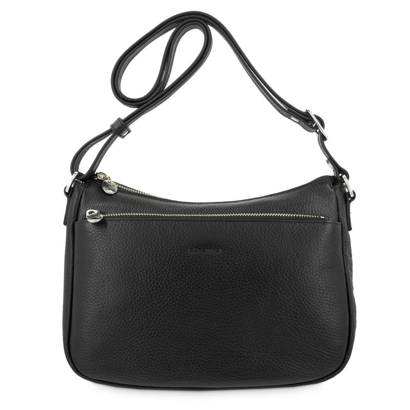 El potro Bolso góndola bandolera de 3 cremalleras mujer en piel vacuno color negro - I R I S