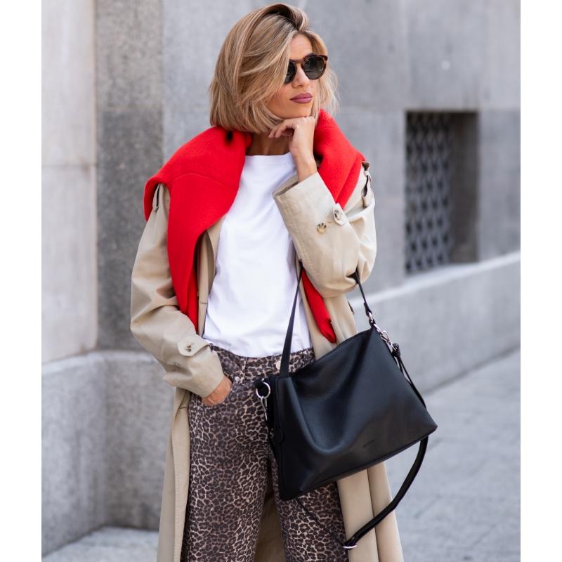 El Potro Bolso Hobo Carry All Grande Piel Vacuno Color Negro-Floater