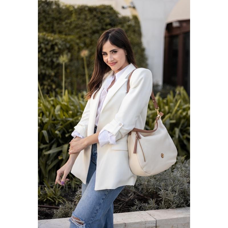 El Potro Bolso Hobo De Mujer En Piel Vacuno Color Ivory- Oasis