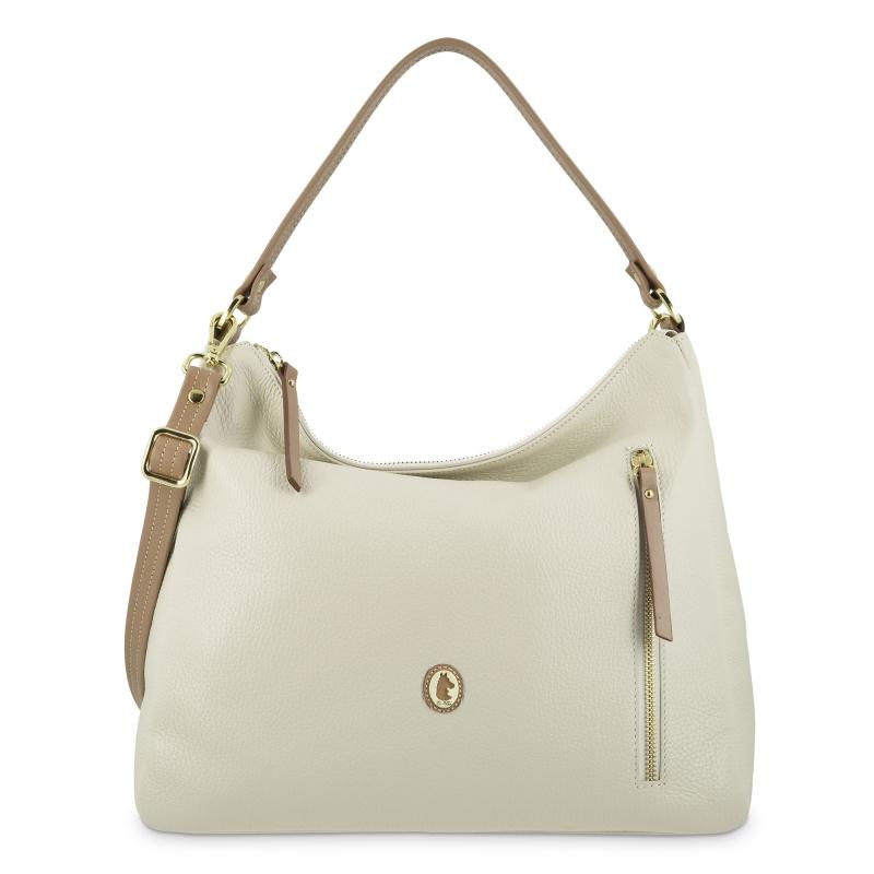 El potro Bolso Hobo de mujer en piel vacuno color ivory- Oasis