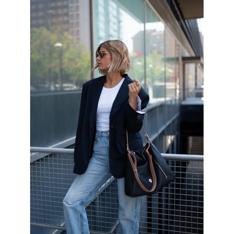 El Potro Bolso Hobo Grande De Mujer En Piel Vacuno Color Negro- Oasis