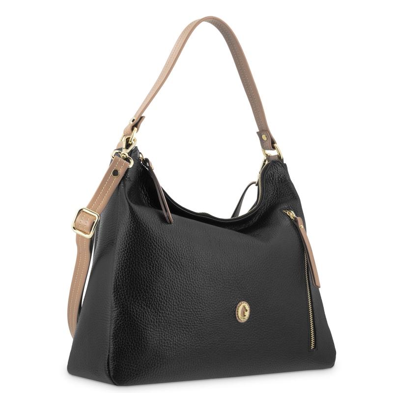 El Potro Bolso Hobo Grande De Mujer En Piel Vacuno Color Negro- Oasis