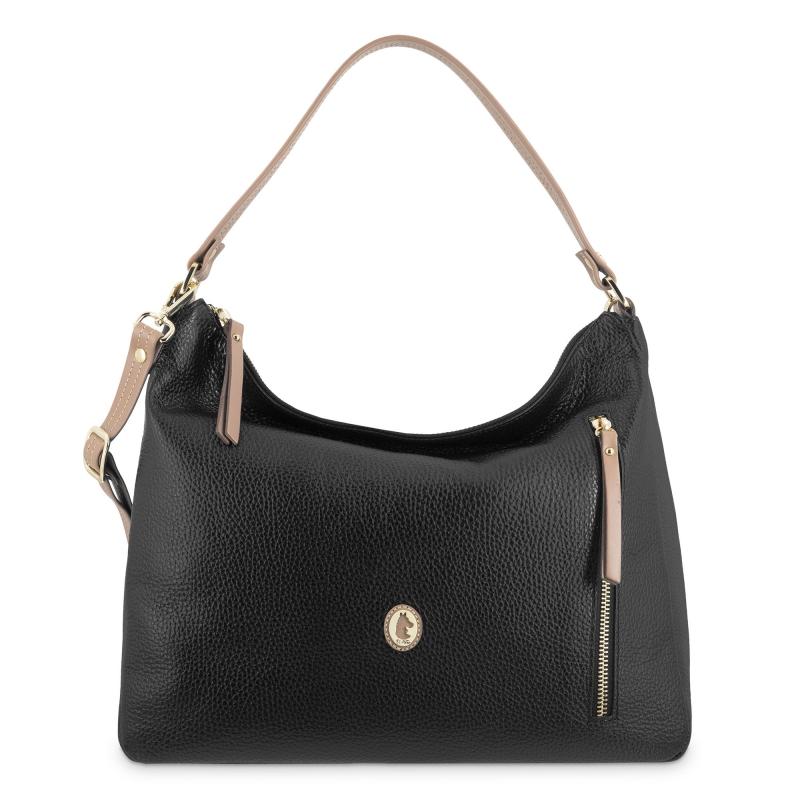 El potro Bolso Hobo grande de mujer en piel vacuno color negro- Oasis