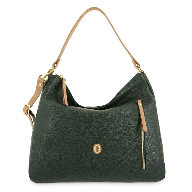 El potro Bolso Hobo grande de mujer en piel vacuno color verde- Oasis