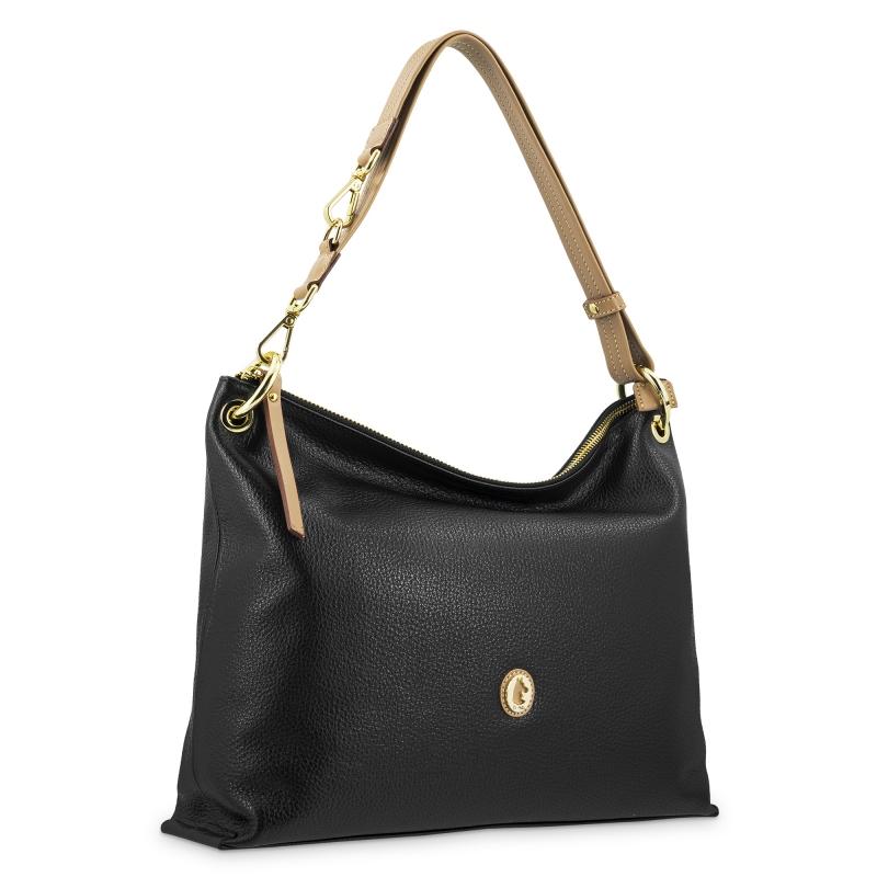 El Potro Bolso Hobo Mediano En Piel Vacuno Color Negro - Oasis