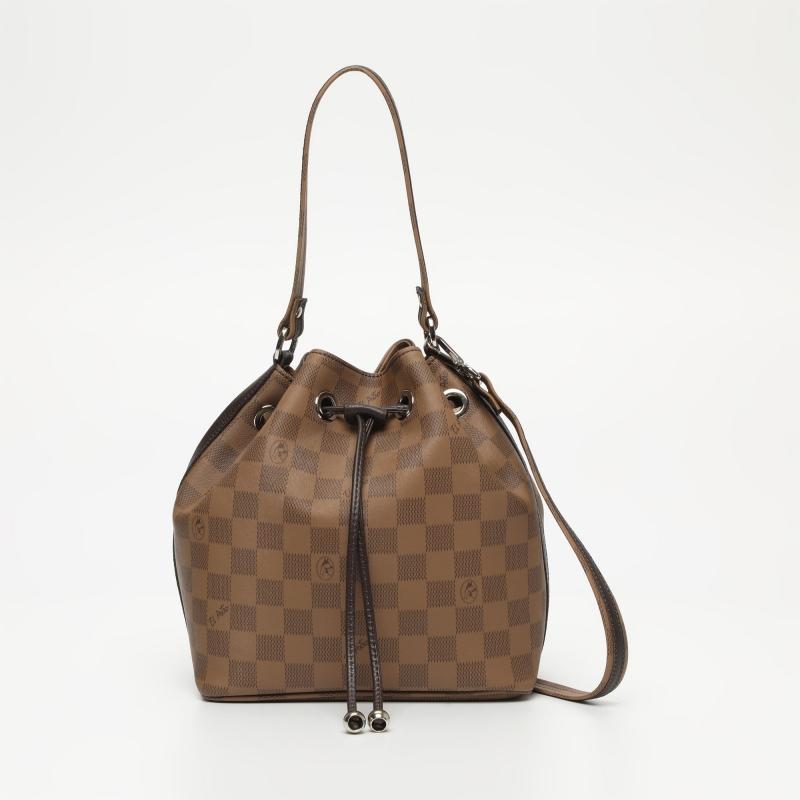 El potro Bolso Saco mujer en lona y piel vacuno color moca - Chess