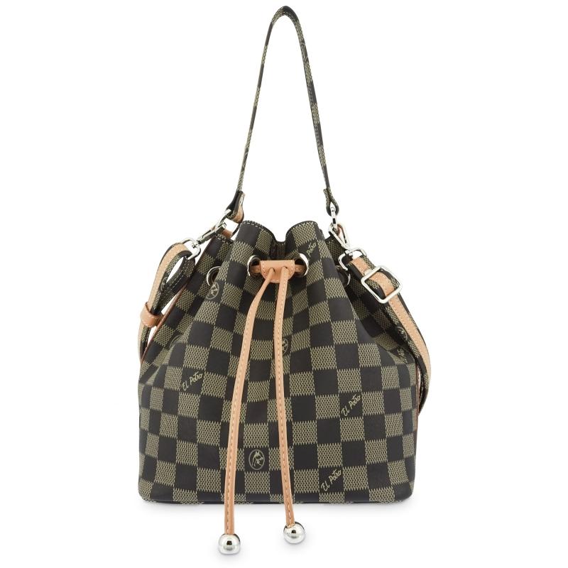 El potro Bolso Saco mujer en lona y piel vacuno color negro - Chess