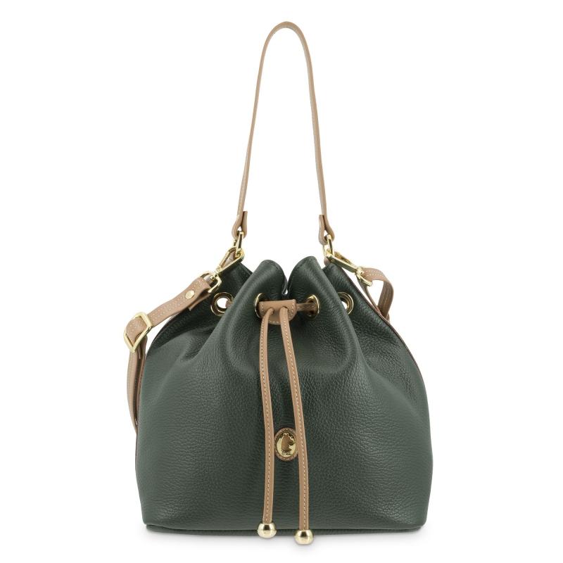 El potro Bolso Saco mujer en piel vacuno color verde - Oasis