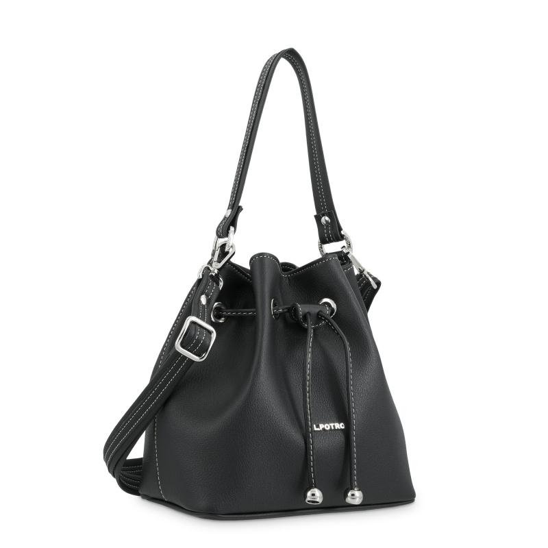 El Potro Bolso Saco Pequeño Mujer En Lona Y Piel Vacuno Color Negro -Angula