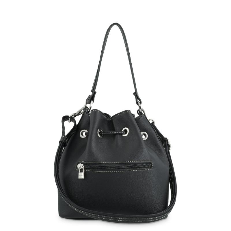 El Potro Bolso Saco Pequeño Mujer En Lona Y Piel Vacuno Color Negro -Angula