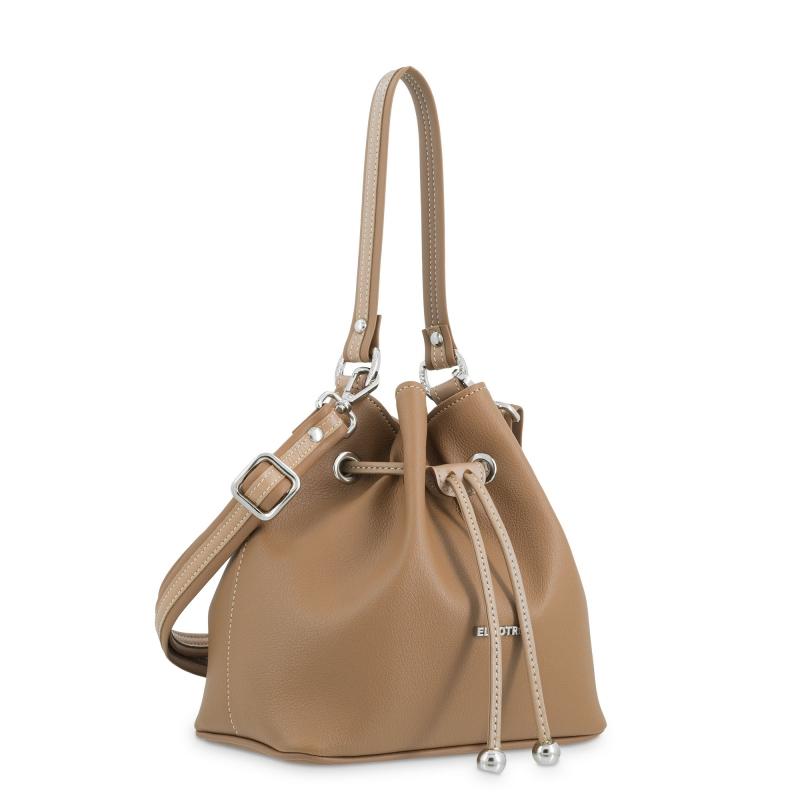 El Potro Bolso Saco Pequeño Mujer En Lona Y Piel Vacuno Color Cuero -Angula