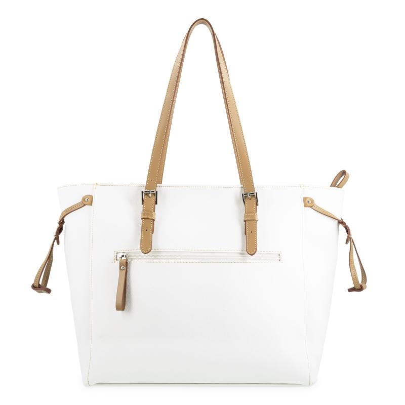 El Potro Bolso Shopping Mujer En Lona Y Piel Vacuno Color Blanco- Base