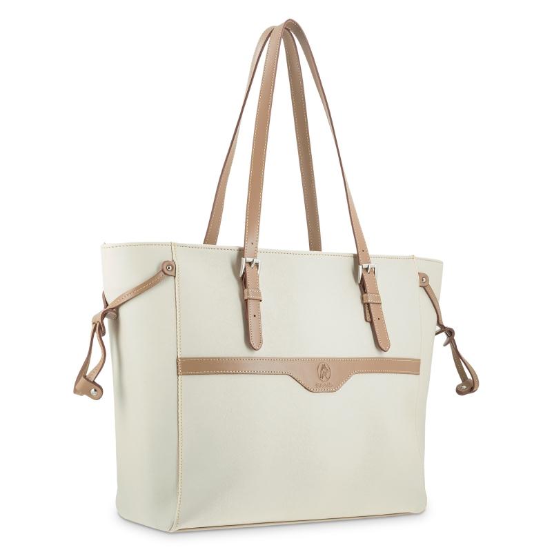 El Potro Bolso Shopping Mujer En Lona Y Piel Vacuno Color Beige - Base