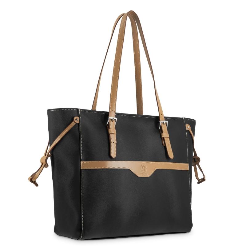 El Potro Bolso Shopping Mujer En Lona Y Piel Vacuno Color Negro - Base