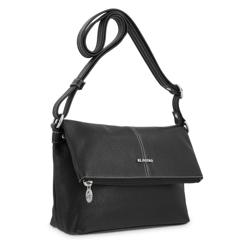 El Potro Bolso Solapa Bandolera Mediano En Piel Vacuno Color Negro - Floater