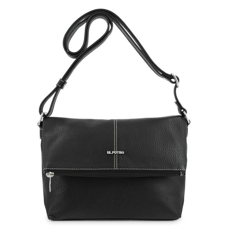 El potro Bolso solapa bandolera mediano en piel vacuno color negro - Floater