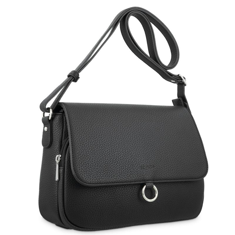 El Potro Bolso Solapa Grande Bandolera De El Potro Color Negro-Siena