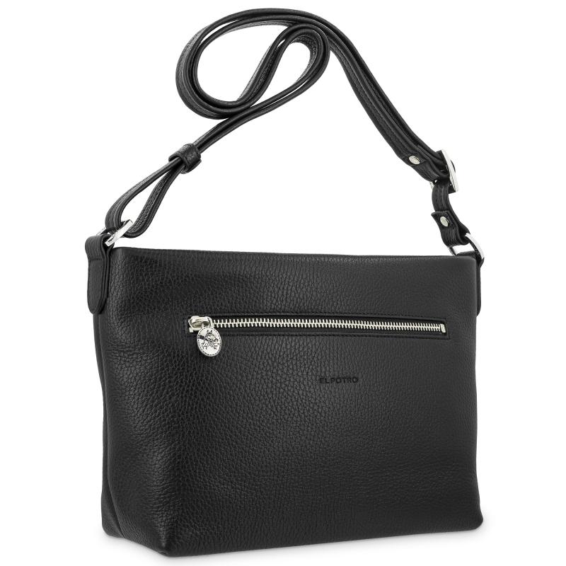 El Potro Bolso Suave Bandolera De 3 Cremalleras Mujer En Piel Vacuno Color Negro - I R I S