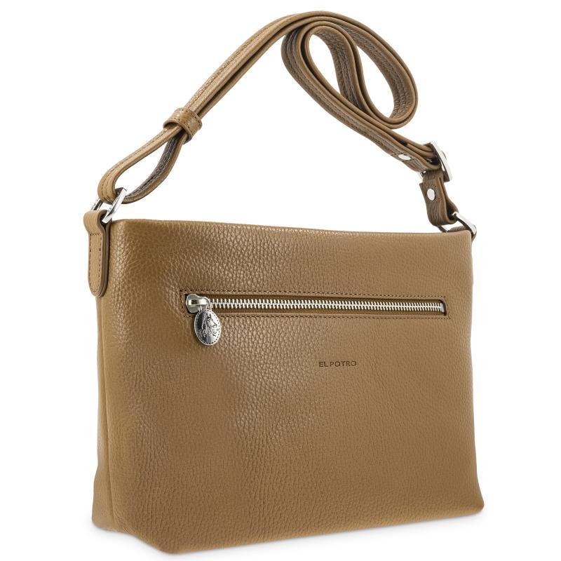 El Potro Bolso Suave Bandolera De 3 Cremalleras Mujer En Piel Vacuno Color Cuero - I R I S