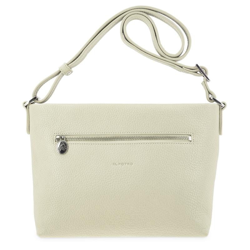 El potro Bolso suave bandolera de 3 cremalleras mujer en piel vacuno color beige - I R I S