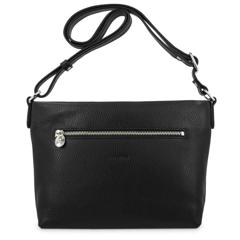 El potro Bolso suave bandolera de 3 cremalleras mujer en piel vacuno color negro - I R I S