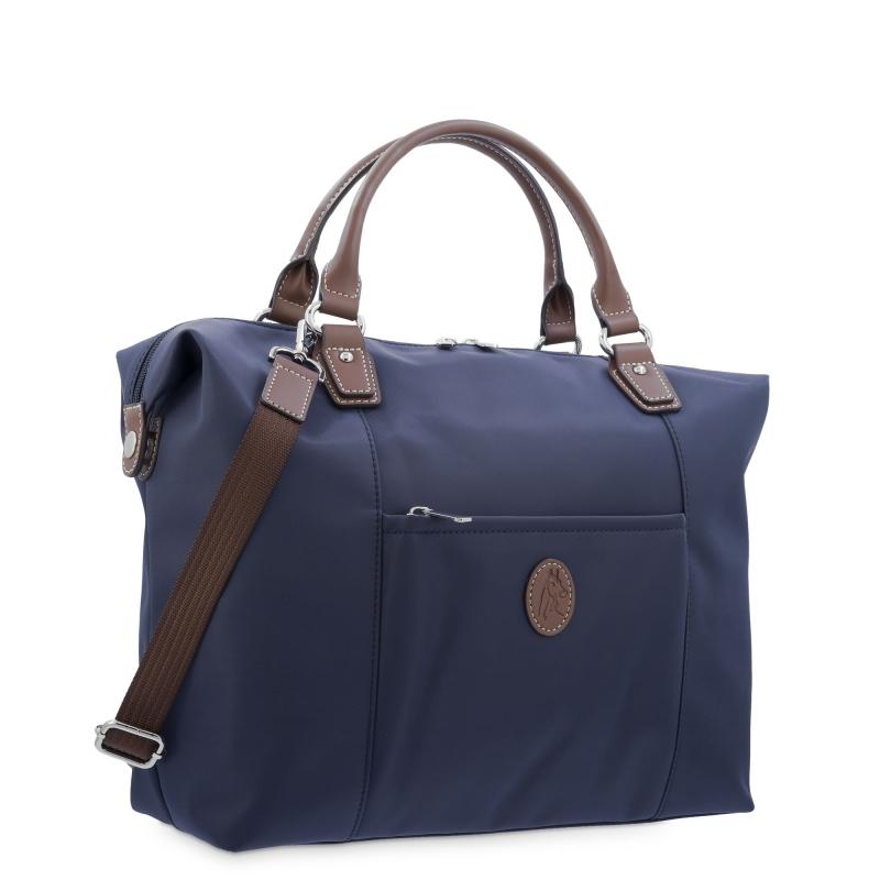 El Potro Bolso Tote Mujer En Lona Y Piel Vacuno Color Azul-cuero-Paris