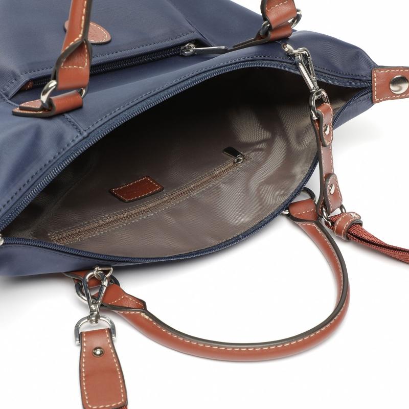 El Potro Bolso Tote Mujer En Lona Y Piel Vacuno Color Azul-cuero-Paris