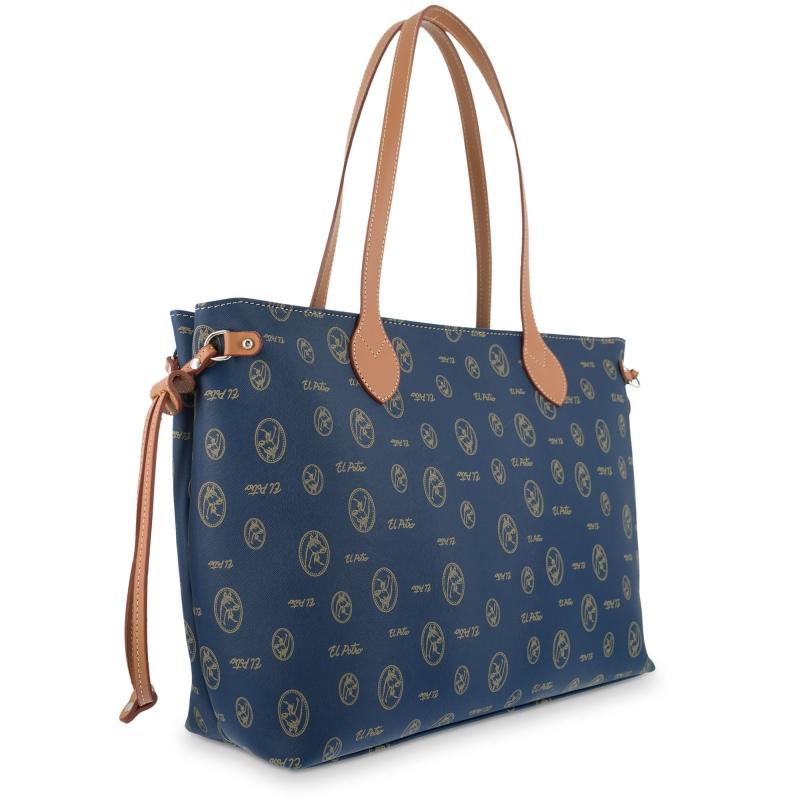 El Potro Bolso Tote Mujer En Lona Y Piel Vacuno Color Azul - Lona