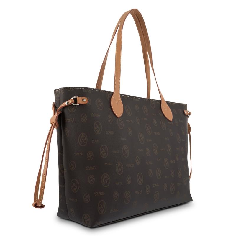 El Potro Bolso Tote Mujer En Lona Y Piel Vacuno Color Marrón - Lona