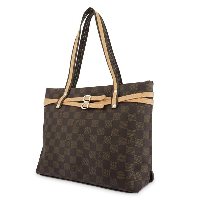El Potro Bolso Tote Mujer En Lona Y Piel Vacuno Color Marrón -Chess