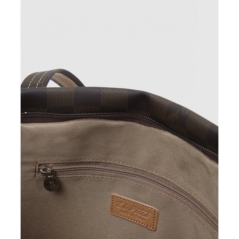 El Potro Bolso Tote Mujer En Lona Y Piel Vacuno Color Marrón -Chess
