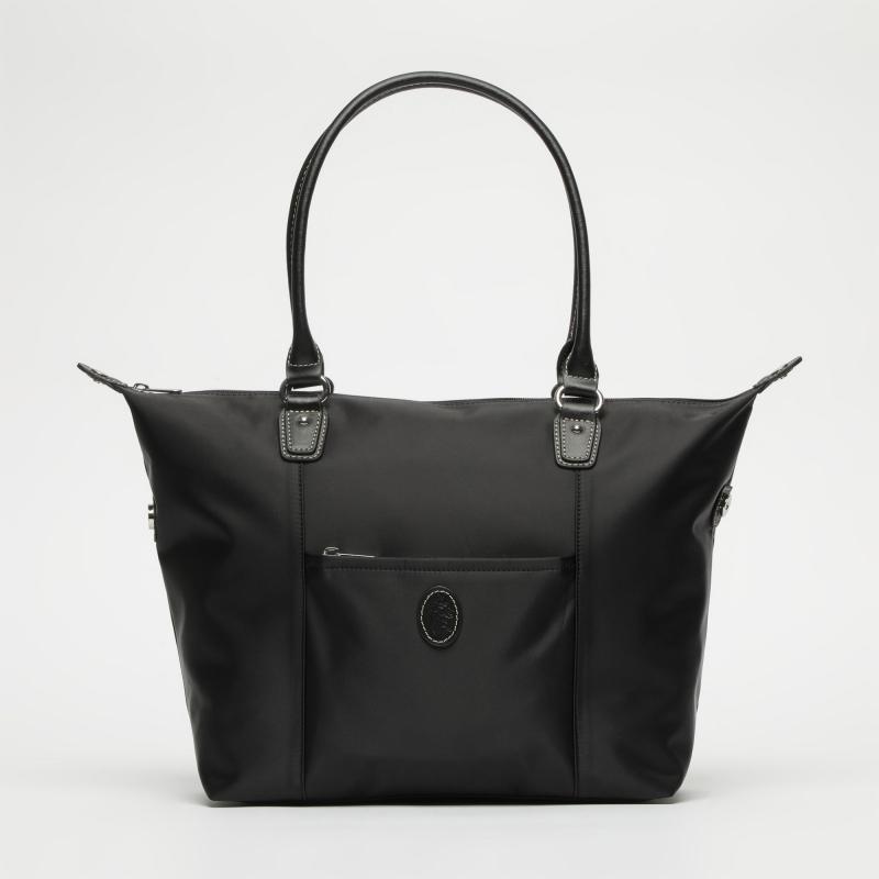 El potro Bolso Tote mujer en lona y piel vacuno color negro-Paris