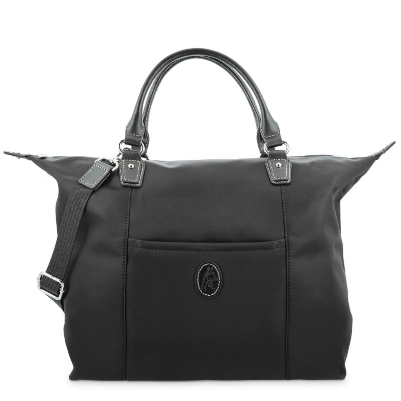El potro Bolso Tote mujer en lona y piel vacuno color negro-Paris
