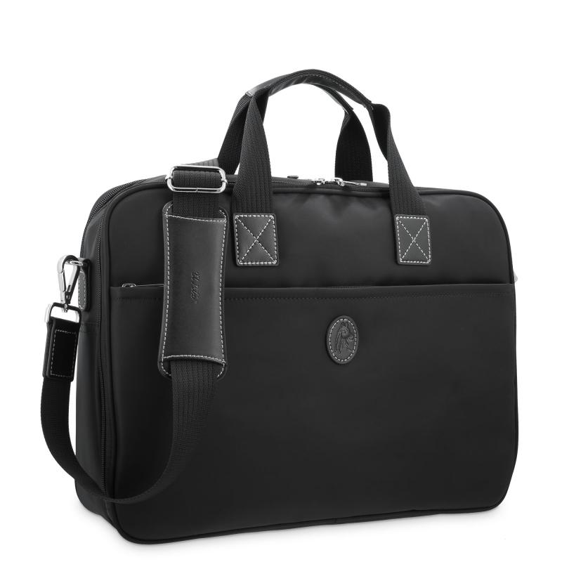 El Potro Carpeta Bolso Unisex En Lona Negro Y Piel Vacuno Color Negro-Paris