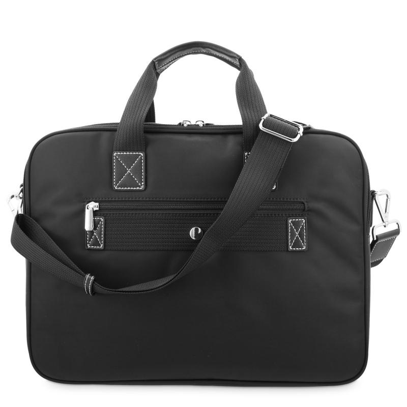 El Potro Carpeta Bolso Unisex En Lona Negro Y Piel Vacuno Color Negro-Paris