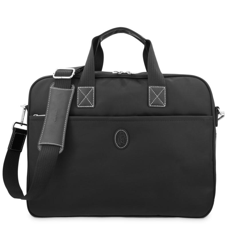 El potro Carpeta bolso unisex en lona negro y piel vacuno color negro-Paris