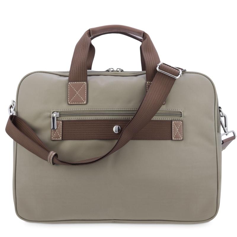 El Potro Carpeta Bolso Unisex En Lona Taupe Y Piel Vacuno Color Cuero-Paris