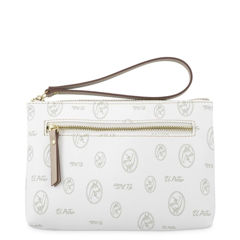 El potro Carpeta mujer en lona y piel vacuno color blanco- Vintage