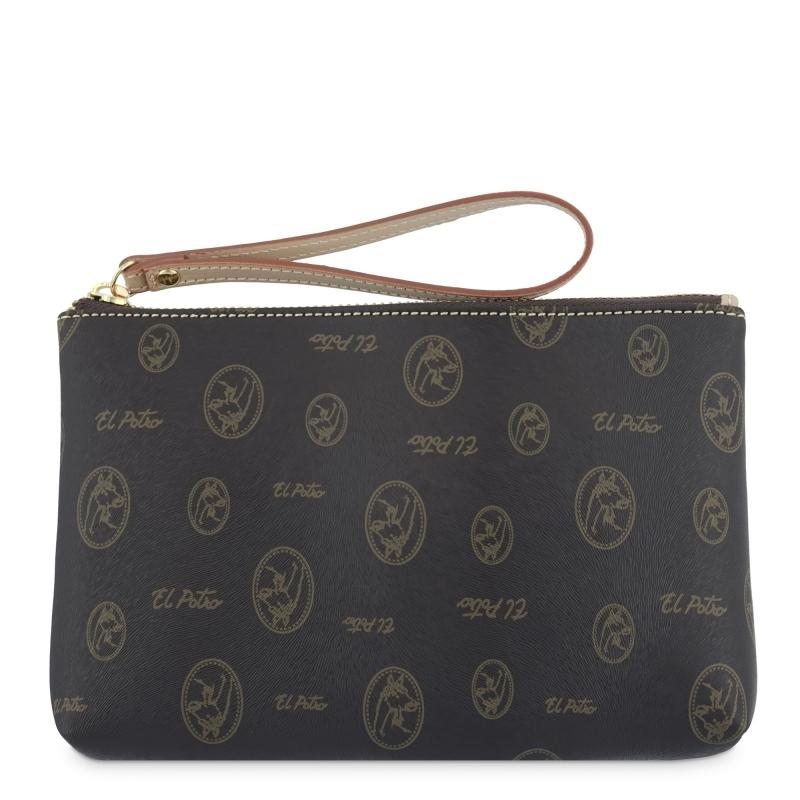 El Potro Carpeta Mujer En Lona Y Piel Vacuno Color Marrón - Vintage