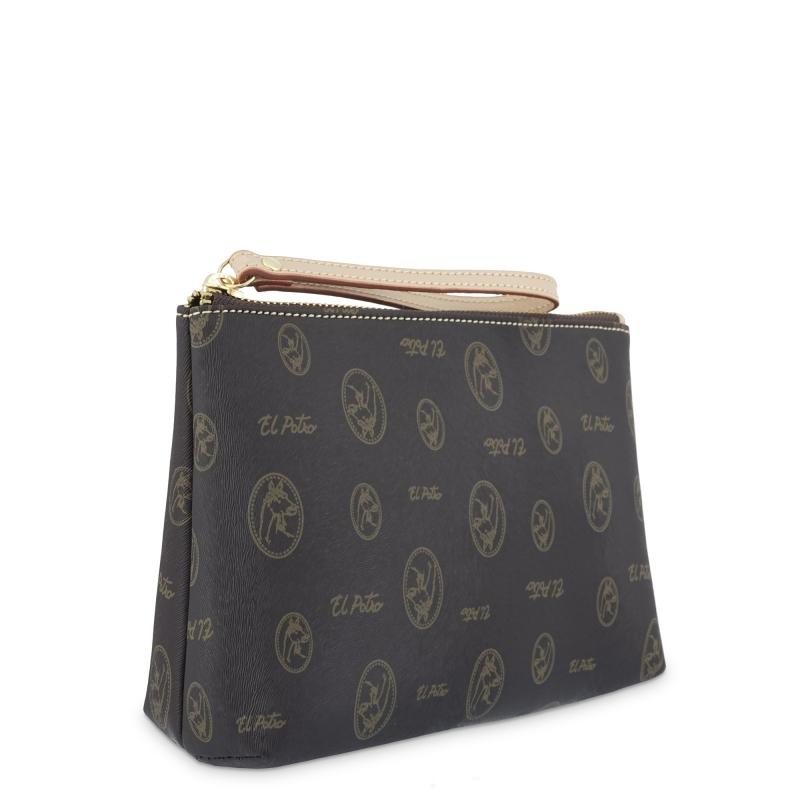 El Potro Carpeta Mujer En Lona Y Piel Vacuno Color Marrón - Vintage